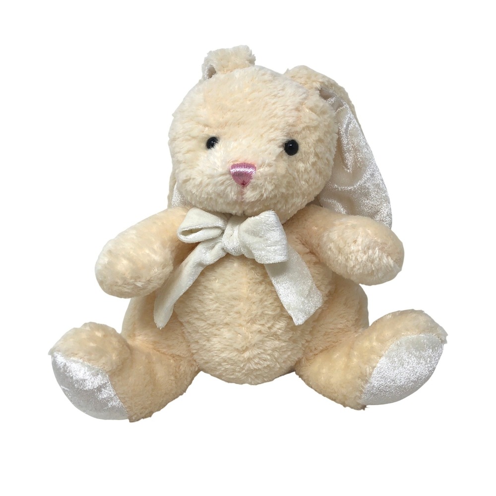 Vintage Friendzies Bunny Plush Cream White Bow 2001 Target Rabbit Lovey